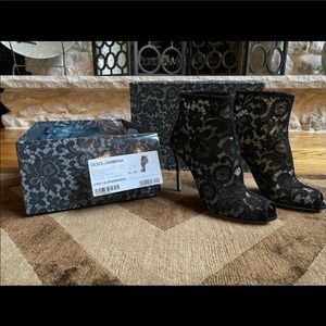 Dolce Gabbana Lace Peep-Toe Booties